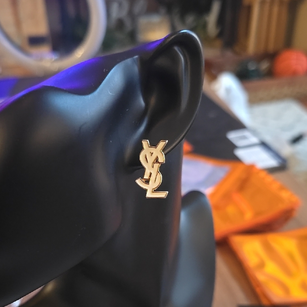 Fashion Jewelry Gold Monogram Earrings